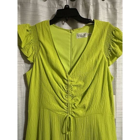 Eliza J Womens Lime Green Ruched Rayon Fit & Flare Dress Size 14 - Picture 3 of 8